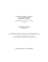 The Impact of the Jubilee Line Extension of the London Underground Rail Network on Land Values