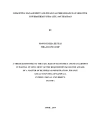 Budgeting Management and Financial Performance of Selected Universities in Juba City, South Sudan