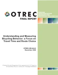 Understanding and Measuring Bicycling Behavior: a Focus on Travel Time and Route Choice