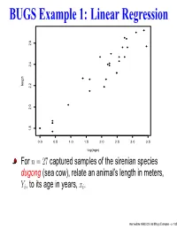 BUGS Example 1: Linear Regression Length 1.8 2.0 2.2 2.4 2.6