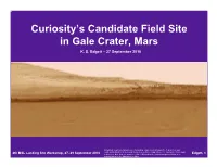 Curiosity's Candidate Field Site in Gale Crater, Mars