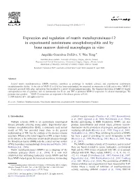 Expression and Regulation of Matrix Metalloproteinase-12 in Experimental Autoimmune Encephalomyelitis and by Bone Marrow Derived