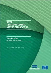 Greco : Thirteenth General Activity Report (2012)