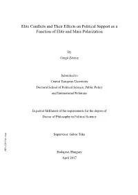 Elite Conflicts and Their Effects on Political Support As a Function of Elite and Mass Polarization