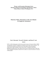 Monetary Policy Alternatives at the Zero Bound: an Empirical Assessment