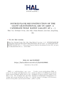 Source-Plane Reconstruction of the Giant Gravitational Arc in A2667: a Candidate Wolf–Rayet Galaxy At