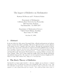 The Impact of Ballistics on Mathematics