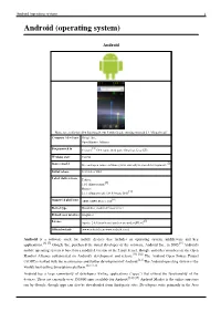 Android (Operating System) 1 Android (Operating System)