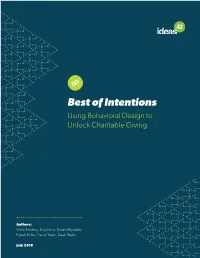 Best of Intentions Using Behavioral Design to Unlock Charitable Giving