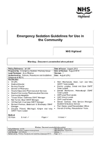 Emergency Sedation Guidelines for Use in the Community