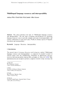 Multilingual Language Resources and Interoperability