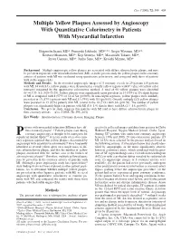 Multiple Yellow Plaques Assessed by Angioscopy with Quantitative Colorimetry in Patients with Myocardial Infarction