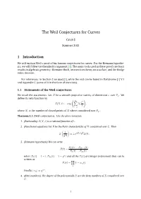 The Weil Conjectures for Curves