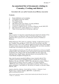An Annotated List of Documents Relating to Cononley, Cowling and District