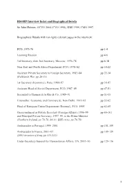 BDOHP Interview Index and Biographical Details Sir John