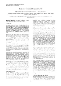 Engineered Geothermal Programme in the UK