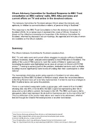 Ofcom Advisory Committee for Scotland Response to BBC Trust