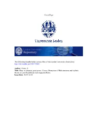 How to Compose Great Prose: Cicero, Dionysius of Halicarnassus and Stylistic Theory in Late-Republican and Augustan Rome Issue Date: 2019-10-23