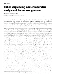 Initial Sequencing and Comparative Analysis of the Mouse Genome