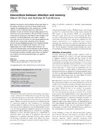Interactions Between Attention and Memory Marvin M Chun and Nicholas B Turk-Browne