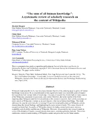 A Systematic Review of Scholarly Research on the Content of Wikipedia