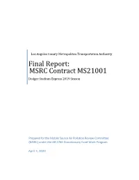Final Report: MSRC Contract MS21001 Dodger Stadium Express 2019 Season