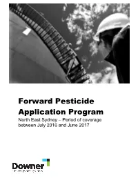 Forward Pesticide Application Program North East Sydney – Period of Coverage Between July 2016 and June 2017