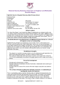 Highfield SIAMS 04-07-13 DRAFT