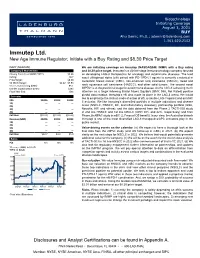 Immutep Ltd. New Age Immune Regulator; Initiate with a Buy Rating and $8.30 Price Target