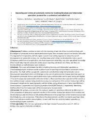 Improving Peer Review of Systematic Reviews by Involving Librarians and Information 2 Specialists: Protocol for a Randomized Controlled Trial