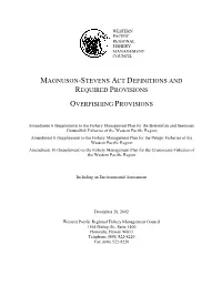 Overfishing Definitions, and Bycatch