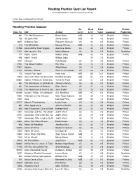 Reading Practice Quiz List Report Page 1 Accelerated Reader®: Tuesday, 02/02/10, 02:29 PM
