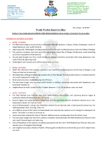 Weekly Weather Report for Bihar