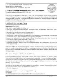 Construction and Demolition Wastes and Clean Rubble Technical Guidance Document SW-1994-G2