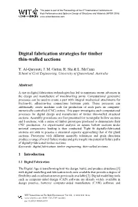 Digital Fabrication Strategies for Timber Thin-Walled Sections