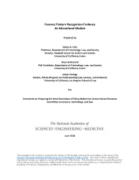 Forensic Pattern Recognition Evidence an Educational Module