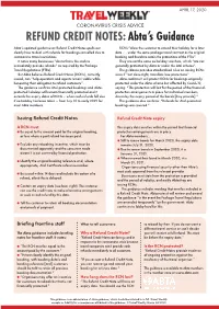 REFUND CREDIT NOTES: Abta's Guidance