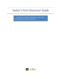 Sutter's Fort Character Guide