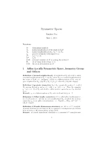 Symmetric Spaces