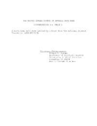 THE UNITED STATES COURTS of APPEALS DATA BASE DOCUMENTATION for PHASE 1 a Multi User Data Base Created by a Grant from the Natio