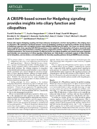 A CRISPR-Based Screen for Hedgehog Signaling Provides Insights Into Ciliary Function and Ciliopathies