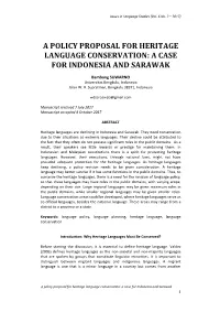 A Policy Proposal for Heritage Language Conservation: a Case for Indonesia and Sarawak