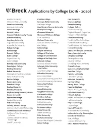 Applications by College (2016 - 2020)