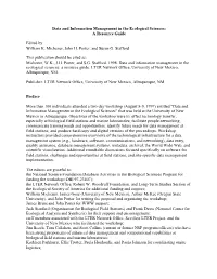 Data and Information Management in the Ecological Sciences, 1998.Pdf