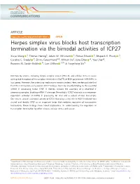 Herpes Simplex Virus Blocks Host Transcription Termination Via the Bimodal Activities of ICP27