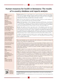 Human Resources for Health in Botswana: the Results of In-Country Database and Reports Analysis