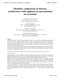 Identifier Components in Interior Architecture with Emphasis on International Air Terminals
