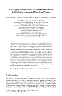 Leveraging Semantic Web Service Descriptions for Validation by Automated Functional Testing