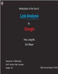 Link Analysis Google