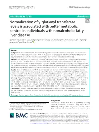 Normalization of Γ-Glutamyl Transferase Levels Is Associated With